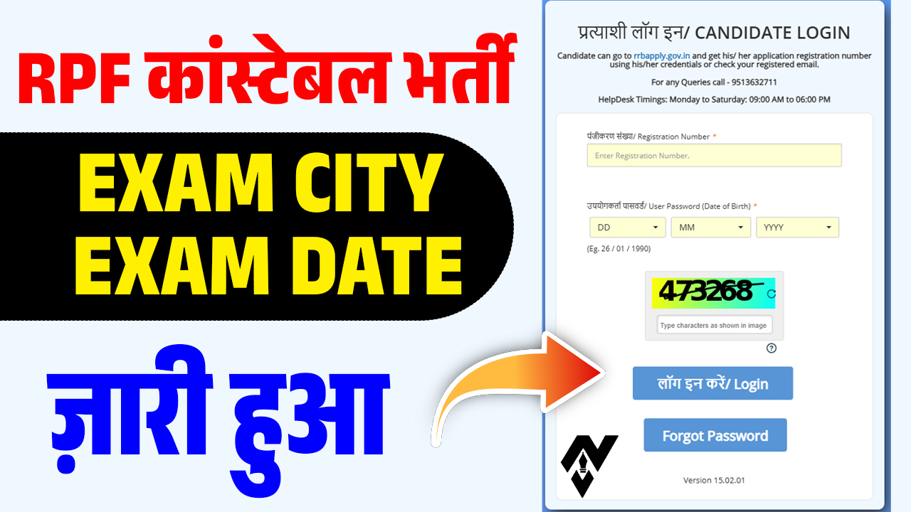RPF Constable Exam City 2025